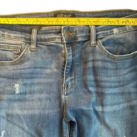 Judy Blue Women's 15/32 Jeans Stretch Distressed Dark Mid Rise JB8271DK - Picture 6 of 11
